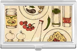 Italy Customs Resident Diet Illustration Business Card Holder Case Pocket Box Wallet