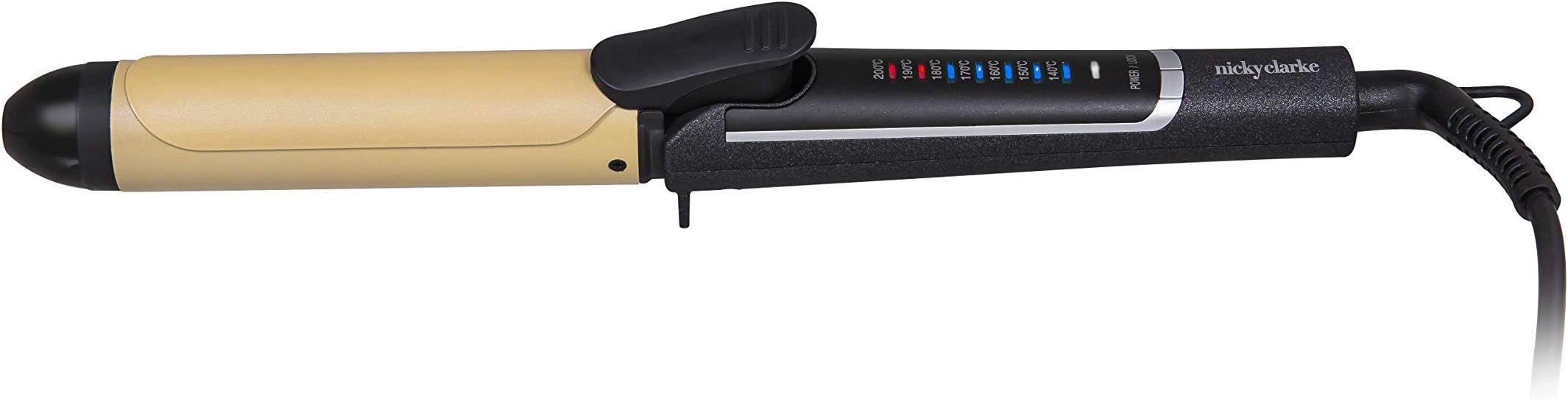 Nicky Clarke Hair Therapy Curling Tong, Ceramic & Tourmaline 32MM Barrel for Big Curls & Waves, 200°C Digital Controls & LCD Display, 8 Settings, 360° Swivel 3m Salon Cable, Black & Silver - NTS051