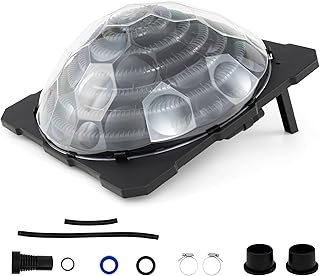 Goplus Solar Pool Heater Above Ground, Inground Swimming Pool Dorm Heater with Rotatable Hose Connectors and Foldable Legs, Solar Powered Water Heating