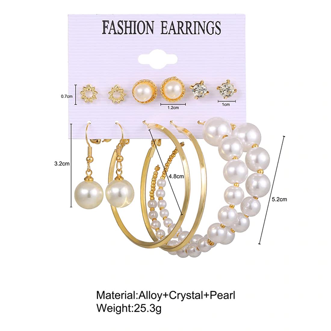 Plated Toned Pearl Earrings Combo Set