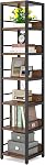 Tribesigns 6-Tier Corner Shelf, 75 Inch Tall Narrow Bookshelf Storage Rack, Etagere Shelves Display Stand for Small Spaces, Rustic Open Bookcase Square Shelf Tower for Living Room Bathroom