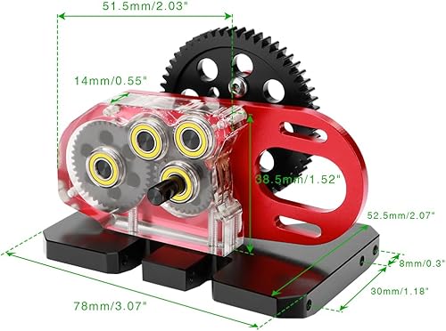 Miniatura 11 de Acrílico LCG 2. Caja de cambios de sobremarcha de baja transmisión con placa deslizante y engranaje de motor 15T para 1/10 AXIAL SCX10 I II Kit RC