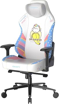 DXRacer Craft L Video Gaming Chair for Adults, Ergonomic Office Reclining Computer Chair with Magnetic Head Pillow and Lumbar Support, Racing Style Height Adjustable EPU Leatherette, Bananya Cat