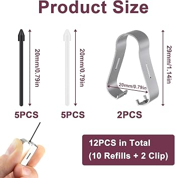 10 PCS S Pen Nib Replacement Touch Stylus Tips, Durable S Pen Nibs for Galaxy S6/S6 Lite/S7/S7FE/S8/S21 Ultra/S23 Ultra/Note 10/Note 20 Ultra, Includes Tweezer for Easy Installation (Black and White)