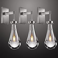 Vista 15 de Juego de dos apliques de pared, apliques de gota de lluvia de níquel, iluminación de pared para interiores, para dormitorio, aplique de baño