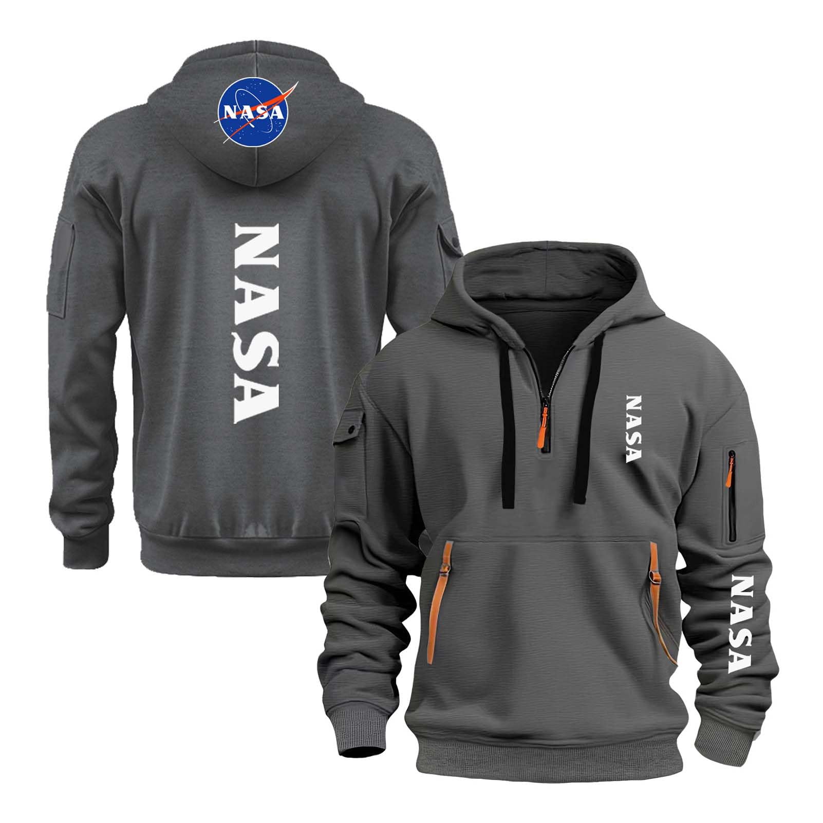 WDGYZZXJ Men Hoodie Long Sleeve Tops Hoody for N.A.S.A Graphic Tracksuit Half Zip Outwear Jumpers Sweatshirt Spring Autumn Coats Hooded Jackets-SHSe||l
