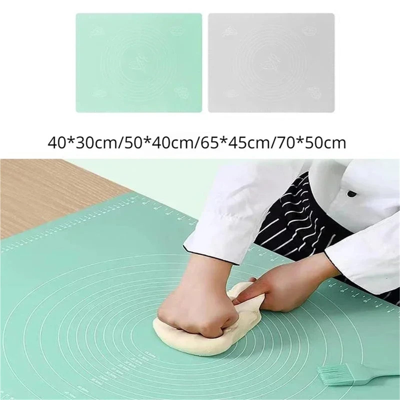 Tapete de silicona for repostería, extra grueso, antiadherente, for hornear, for amasar Para Repostería(Green,70x50cm)
