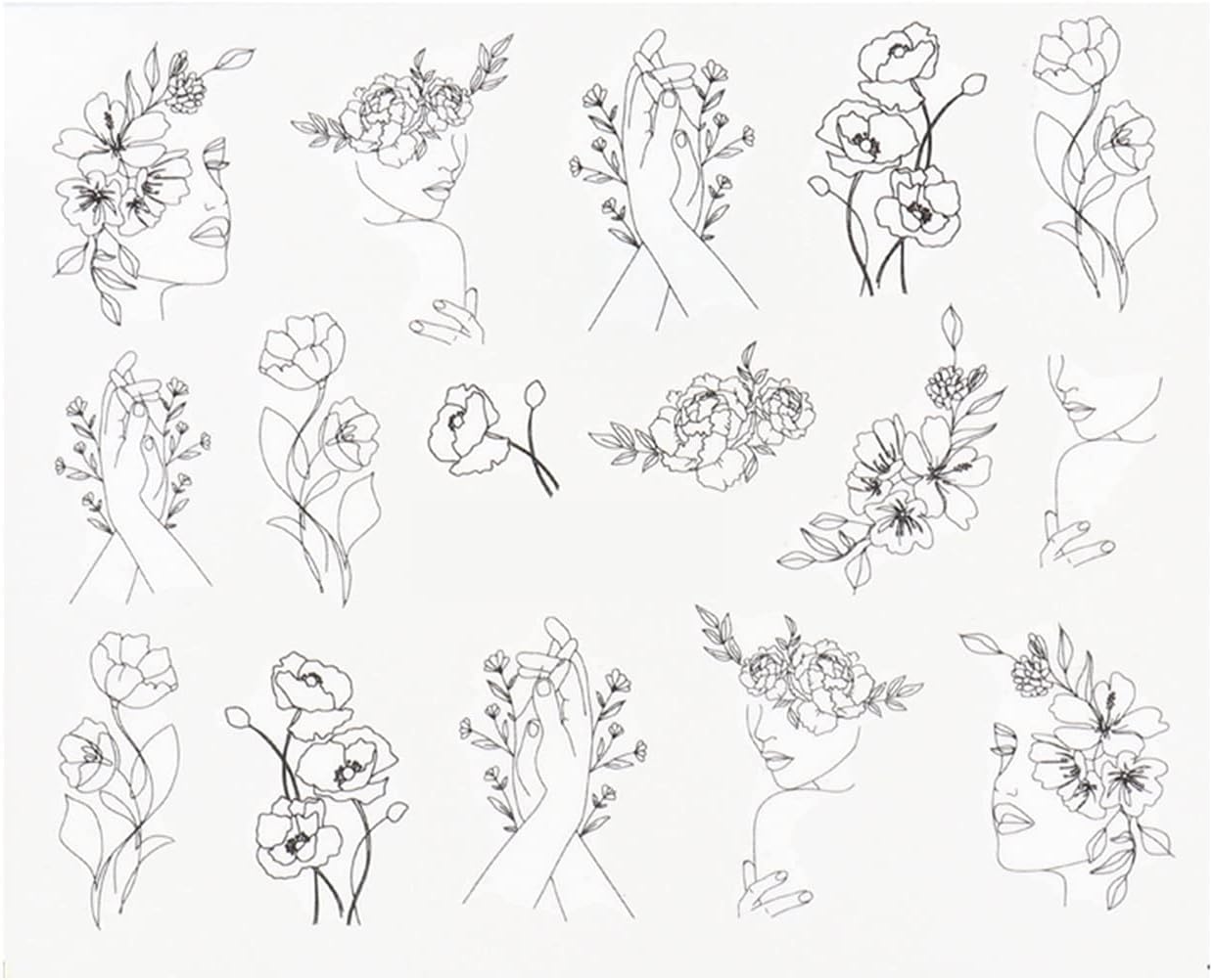 WZRY Nail Sticker, 8 Pcs Nail Art Sticker Liners Animal Flowers Tattoo Sliders Transfer Leaf Manicure Decoration (Color : 8 pcs) : Beauty & Personal Care