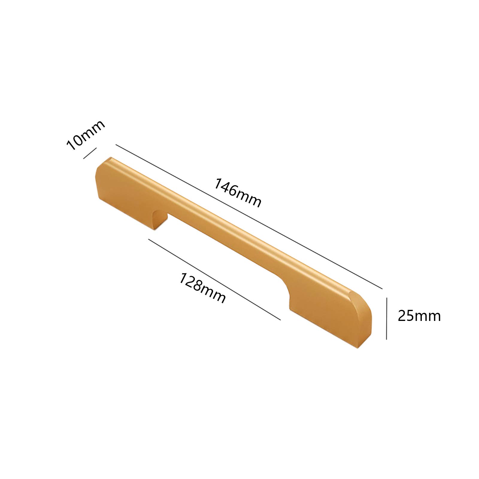 Cabinet Handle Gold Door Knob Straight Handle Drawer Cupboard Wardrobe Kitchen Windows Pulls Handles 146mm Length (Hole Centers 128mm) - Image 2