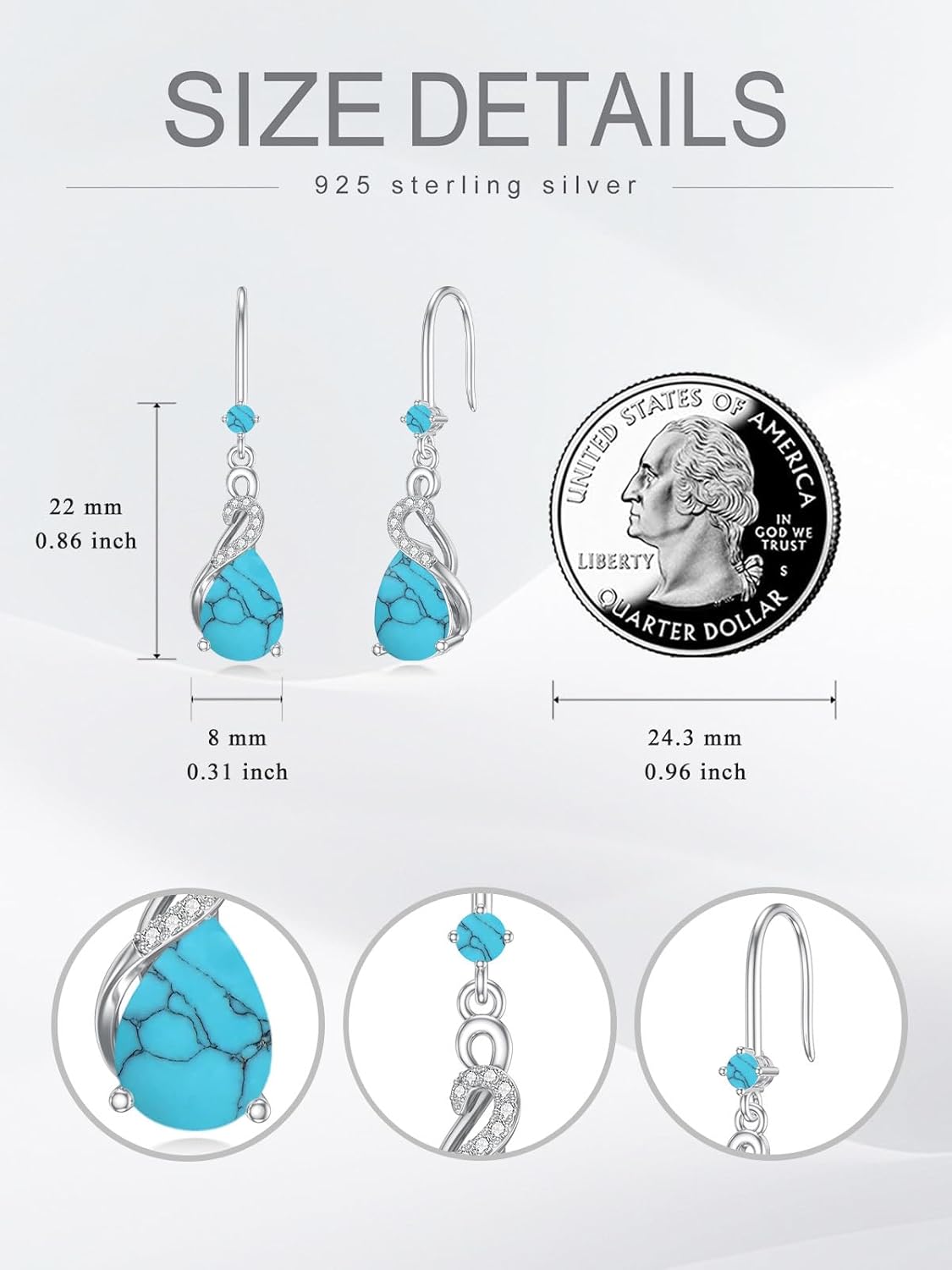 Seiyang Birthstone Dangle Drop Earrings 925 Sterling Silver Teardrop Birthstone Hook Earrings Birthday Jewelry Gifts for Women