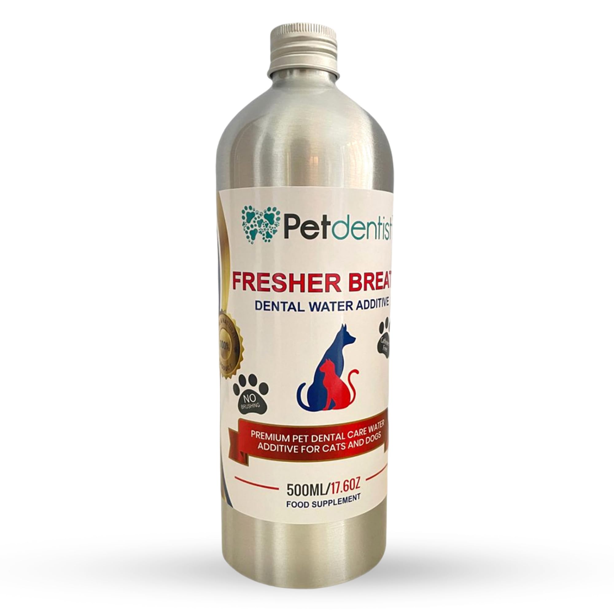 Cuidado Dental para Perros Aliento Fresco Aditivo de Agua Removedor de tártaro para Perros Limpieza del ambientador Oral Producto para encías Gingivitis y Mala respiración de Gato - 500ml