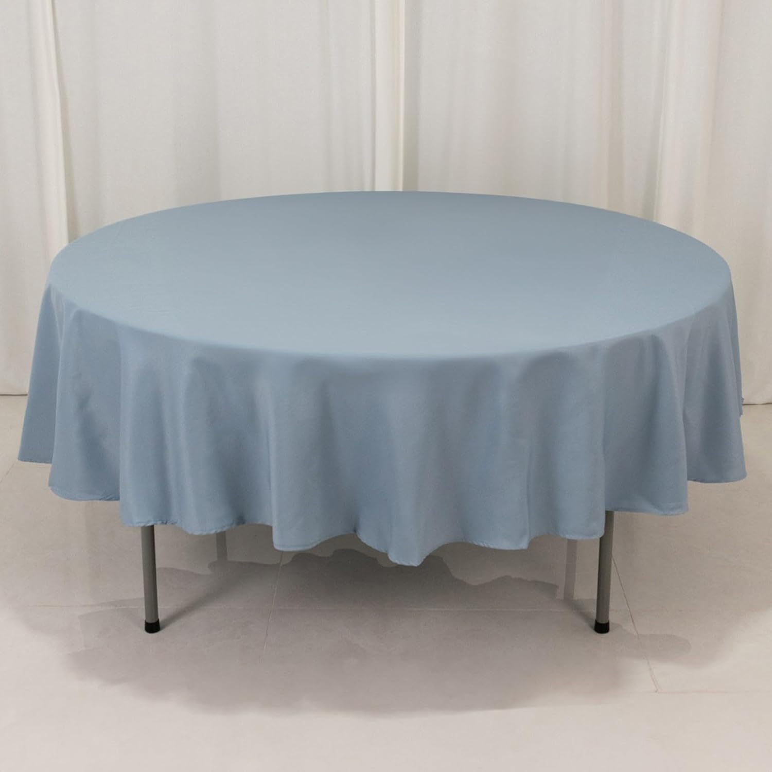 Efavormart 90" Seamless Premium Dusty Blue Linens Polyester Round Tablecloth Commercial Grade for Wedding Banquet Restaurant