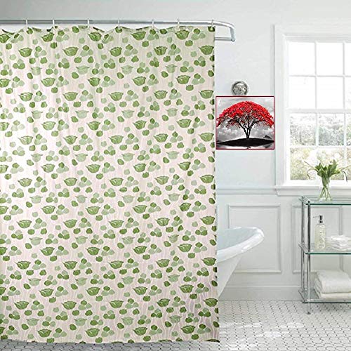 SHAVIN Polyester and Polyester Blend Floral Shower,1 Curtain with 8 Hooks(Lenght 9 feet),(Pack of 1) Colour- Green,
