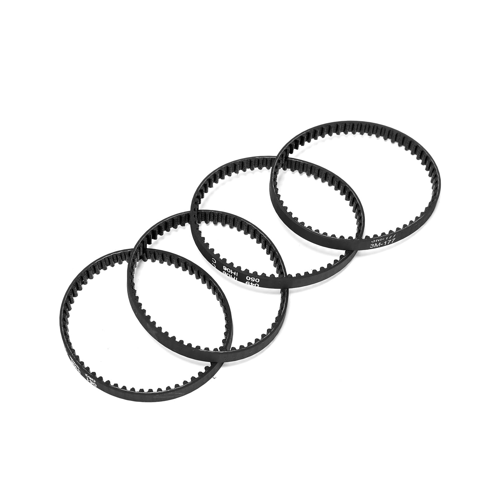 Lot de 4 courroies d'entraînement pour aspirateur 177 mm de circonférence 5 mm de largeur compatibles avec Eureka FloorRover NEU560 NEU562A NEU562 NEU566