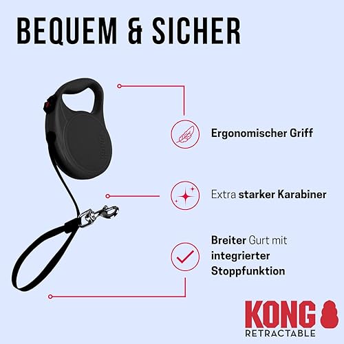 Miniatura 3 de Alcott KONG - Sendero retráctil, mediano, rojo, 16 pies de largo