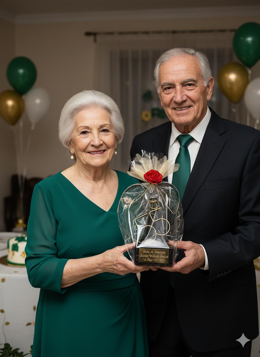Regalo para Bodas de Esmeralda Grabado Figura corazón 55 Aniversario Regalos Personalizados