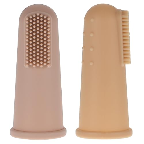 Miniatura 7 de Cepillo de dientes de dedo de bebé con estuche, silicona de grado alimenticio, sin BPA, paquete de 2 (salvia + éter)