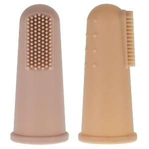 Baby Finger Toothbrush with Case Food Grade Silicone BPA Free 2-Pack Dusty Lilac Apricot