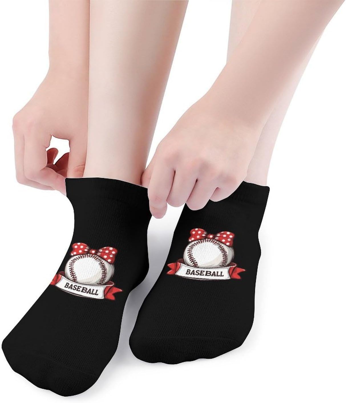 Baseball Ball 5 Pairs Ankle Socks for Men Women No Show Low Cut Athletic Short Socks