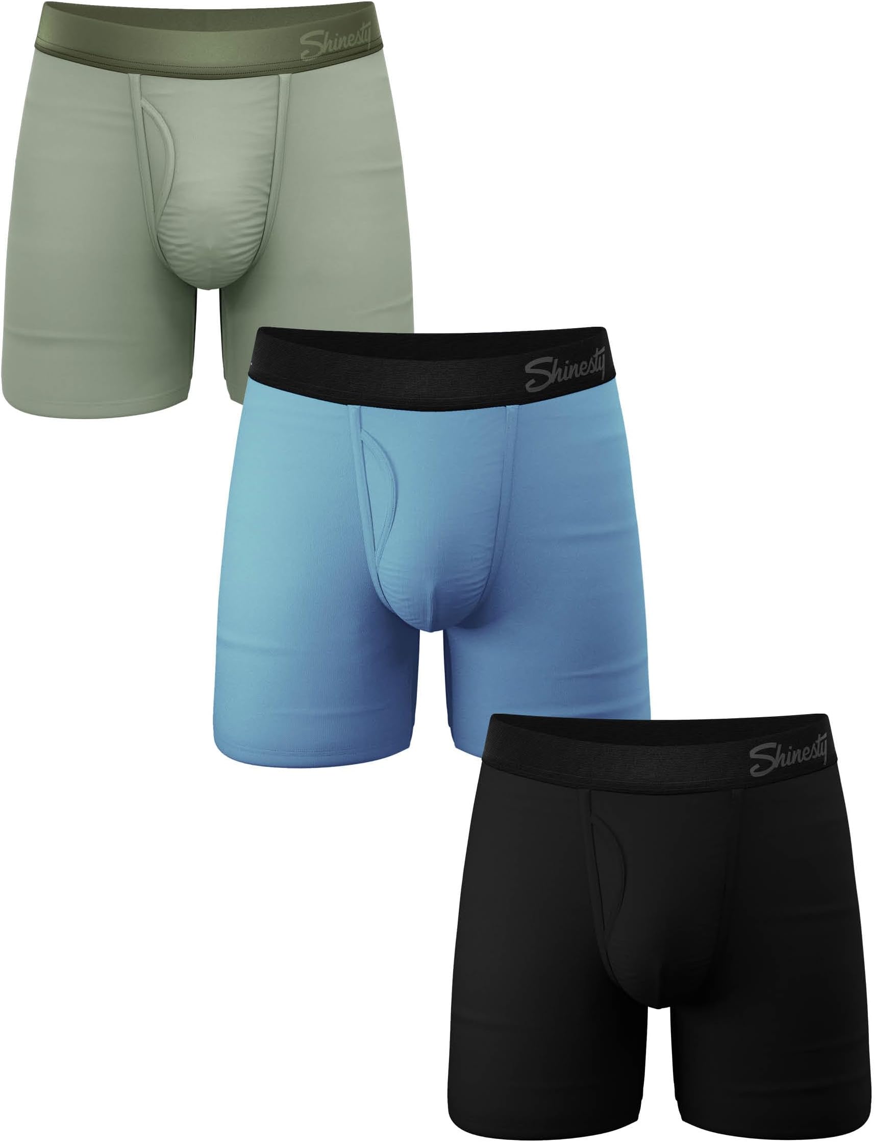 Boxer Briefs for Men Pack of 3 - Hammock Support Pouch Underwear for Men with Fly