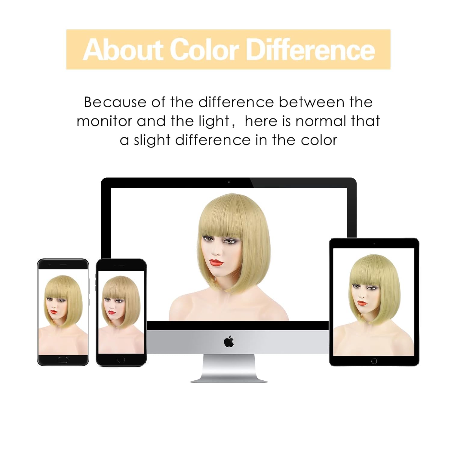 MOSINA 613 Blonde Bob Wig - Short 613 Blonde Straight Bob Wigs with Bangs for Women, Colorful Short Hair Wig, Cute Synthetic Wigs for Cosplay, Daily, Halloween (12inch) - Image 6