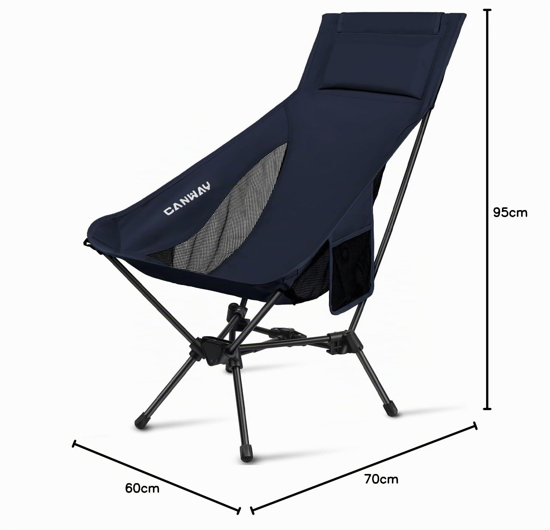 CANWAY Faltbarer Campingstuhl,Ultraleicht Tragbare Campingstuhl, Kleines Packmaß Stuhl mit Tragfähigkeit 180KG Tragkraft,klappstuhl,Strandstuhl (Hochlehner -Tibetblau) Sport & Freizeit