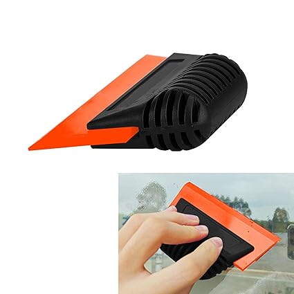 Vinyl Squeegee, Scraper Tool for Vinyl, Vinyl Wrap Squeegee, Car Vinyl Scraper Decal Applicator Tool, Rubber Window Tint Squeegee Universal for Window Tinting, Windshield, Glass Door Cleaning (Orange)