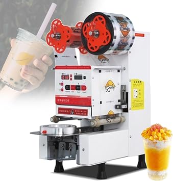 Bubble Tea Cup Sealer Machine, Fully Automatic Cup Sealing Machine, Electric Machine 540-760 Cups/H for 200 mm Tall & 90/95 mm Cup with Digital Control Lcd Panel for Bubble Milk Tea Coffee,White