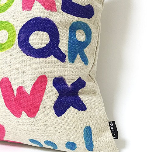 Funhom Home Decorative Pillows Colorful English Alphabet Pillow Cover Letter Cushion Cover Throw Linen Pillow Covers 18X18 Inches #TOP1