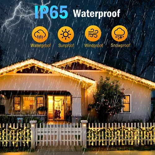 Heceltt Christmas Lights Outdoor Decorations, Extra Long 1280Led 131Ft Led Ice Lights, Clear Wire Plug In Twinkle Fairy Ice String Lights For Holiday Party Window Indoor Outdoor Decor(Warm White) #TOP2