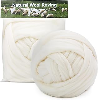 MORFEN 9.5 oz Wool Roving, Needle Felting Pure Wool Yarn,Needle Felt Roving Suitable for DIY Craft Materials(Bright White) - Buy now
