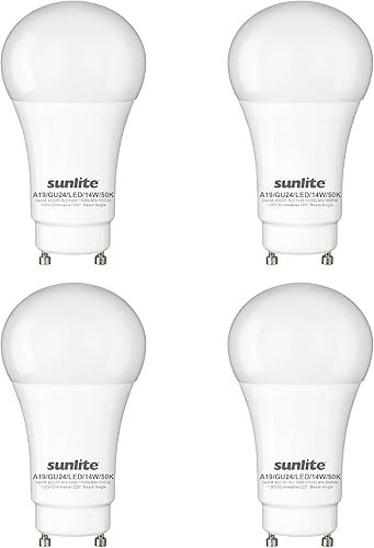 Miniatura 8 de Sunlite 40225 Bombilla LED A19, 14 vatios (equivalente a 100 W) 1500 lúmenes, base GU24 Twist and Lock, regulable, certificación UL, blanco frío
