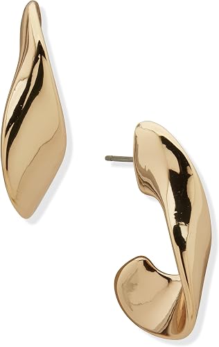 Anne Klein Twisted Large Hoop Earrings for Women, Gold Tone Hoop Earrings, Pierc