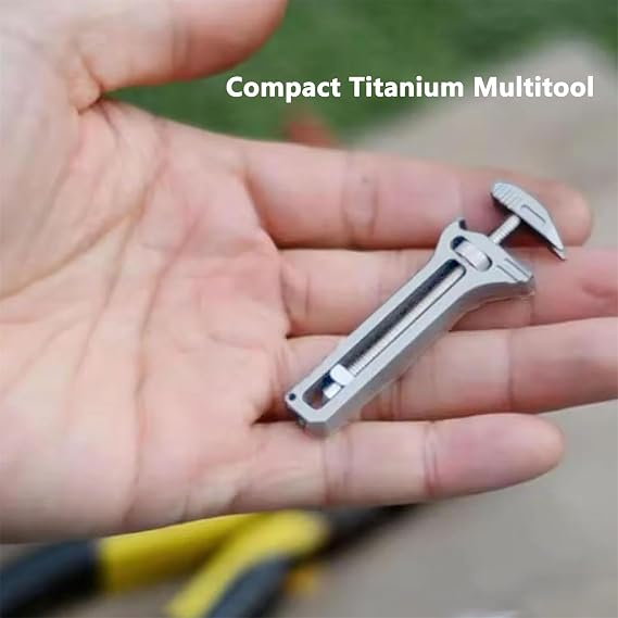 Compact Titanium Multitool, Portable Mini Multitool Wrench, Adjustable Wrench Alloy Tool with Bottle Opener, Nail Puller, and Caliper, for Home, Camping, and DIY Projects (3pcs)