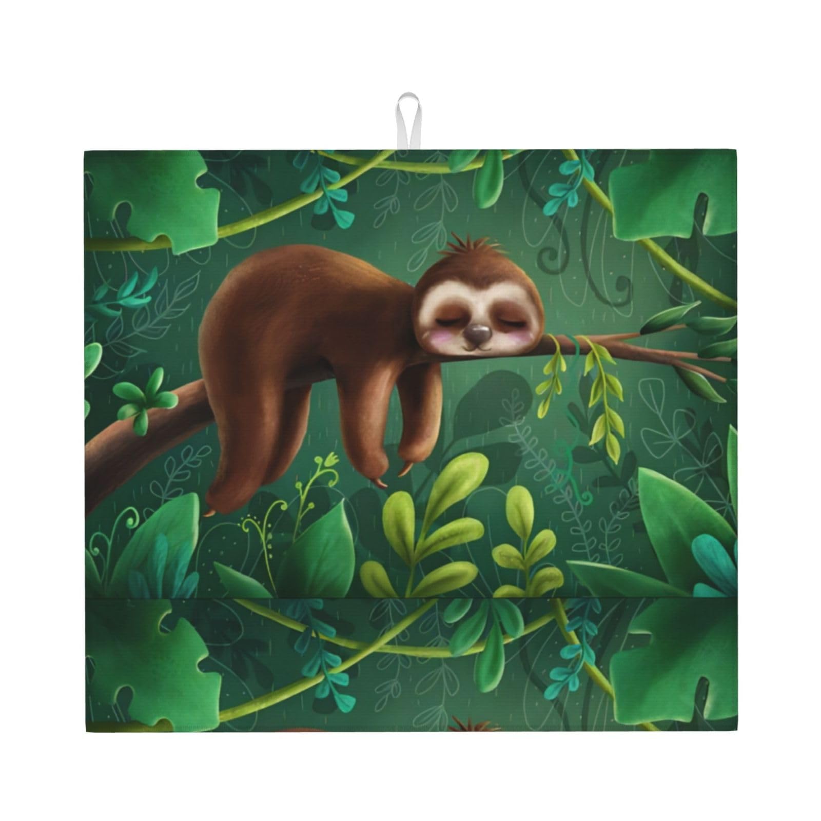 YYHHAOFA Sloth Prints Kitchen Drying Mat – Absorbent Dish Throw for Countertops, Quick-Dry Non-Slip Layer with Stylish Prints, for New Homes