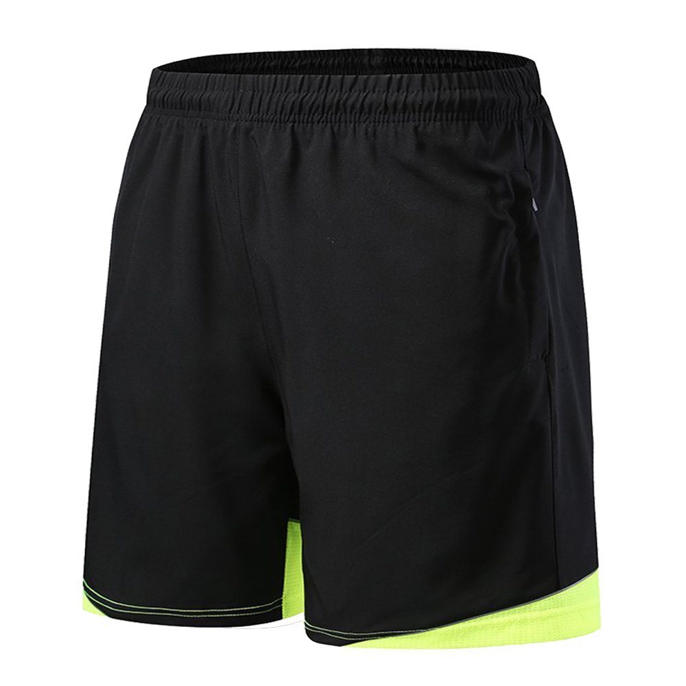 FELiCON Men's Sports Shorts Casual Gym Training Fitness Sweat Running Shorts Quick Drying Sports Internal Drawcord Shorts for Men with Drawstring Stretch Waist Zip Pockets (202/L)