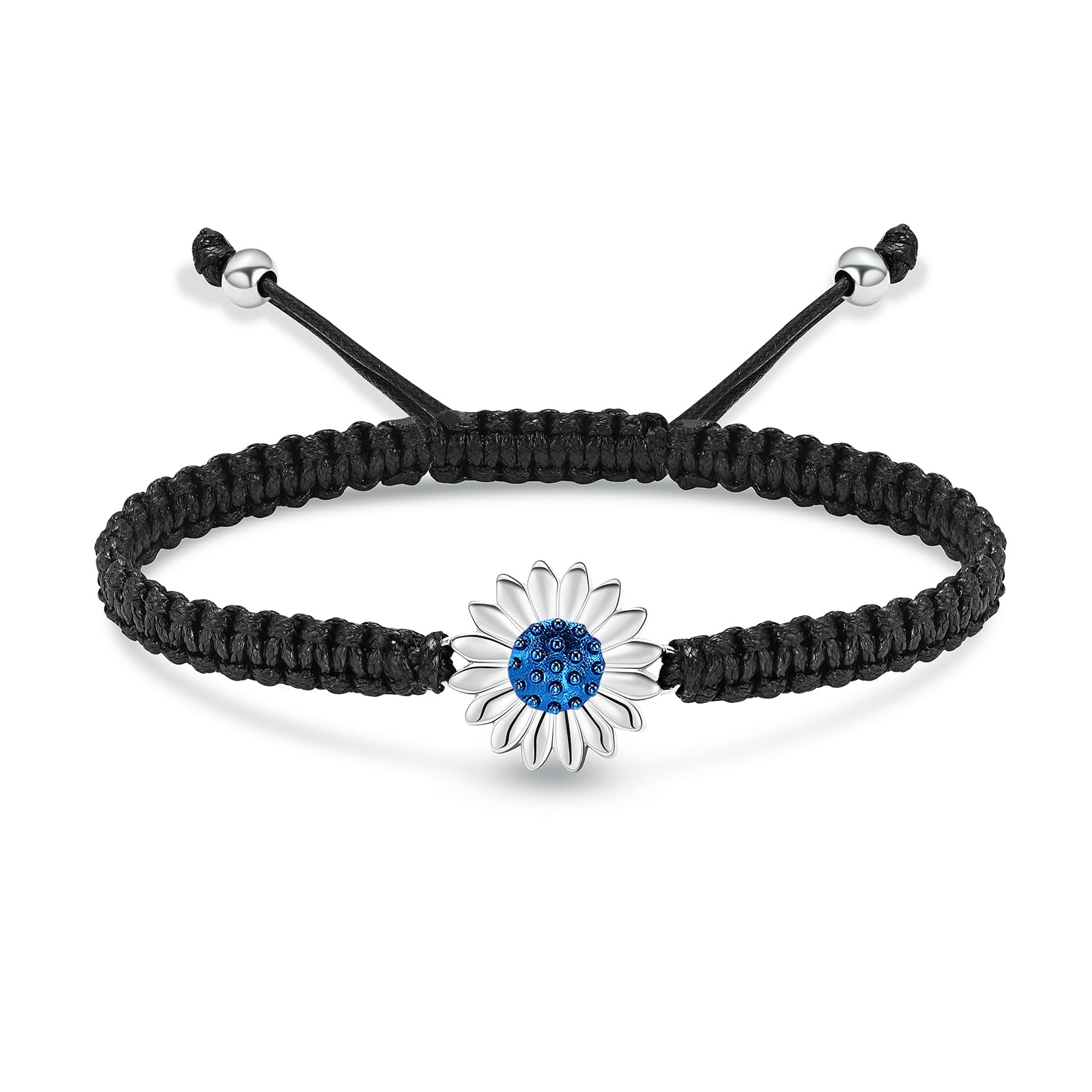 shajwo Sunflower Cremation Urn Bracelet for Ashes for Women Girls Adjustable Cremation Jewelry Braided Rope Memorial Bracelet