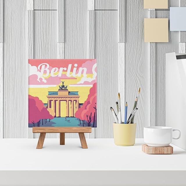 Foto 2 de 7 de Figured'Art Mini Pintar por Números 20x20cm con marco para Adultos Póster de Viaje Berlín