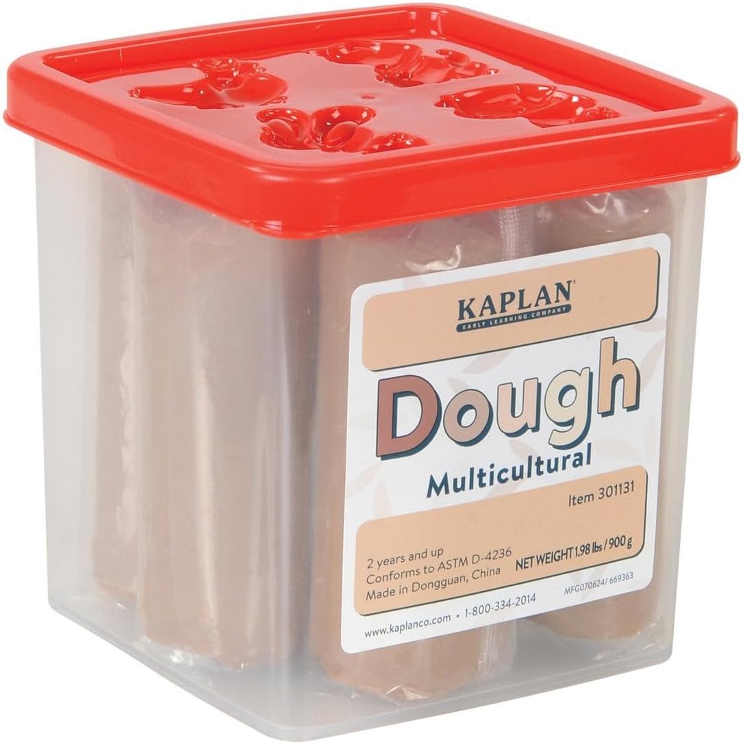 Kaplan Early Learning Multicultural Modeling Play Dough - Set of 6 Skin Tone Colors (1.98 lbs. Each): Beige, Brown, Caramel, Chocolate, Oat, and Warm Peach - For Classroom Art Projects or Craft Activi
