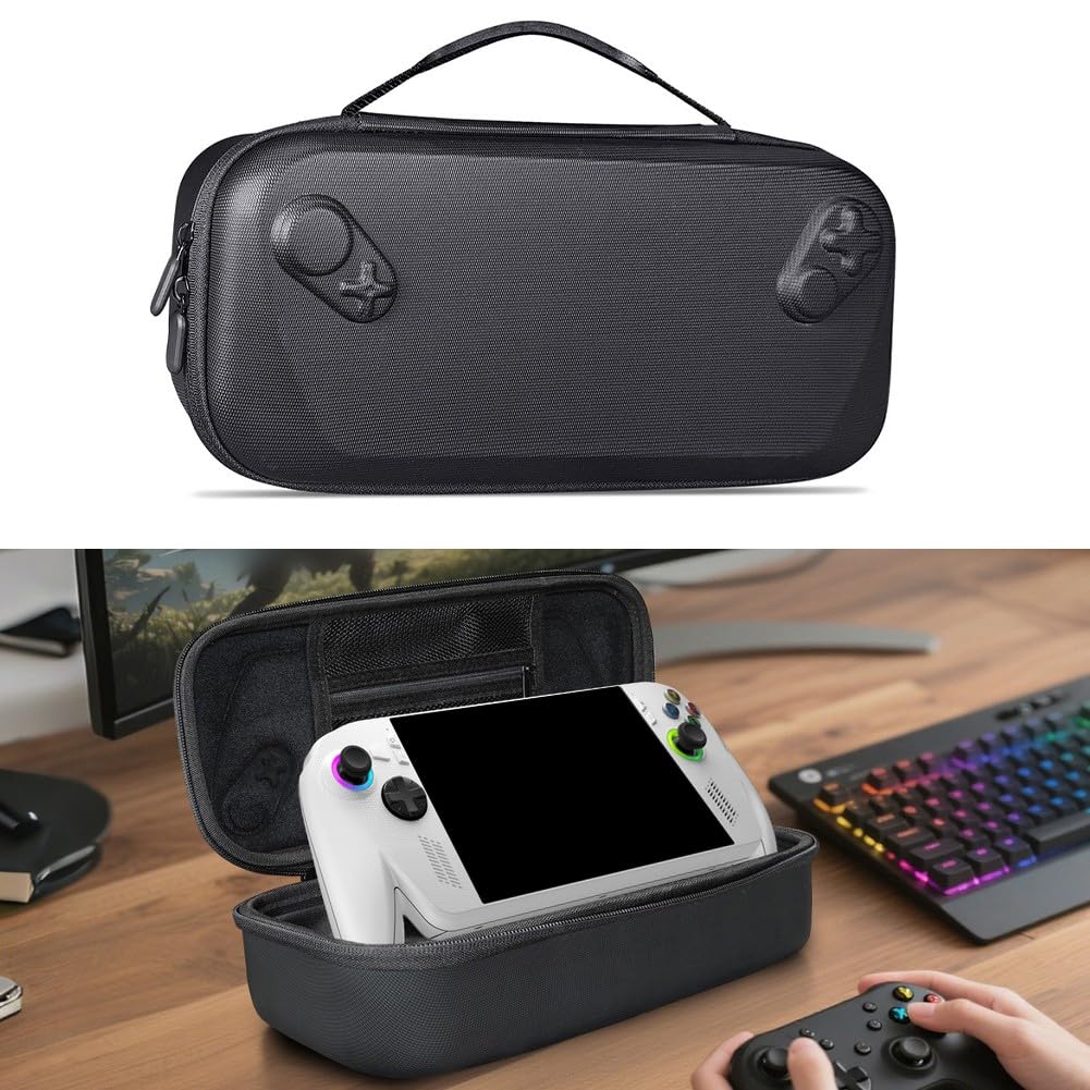 Custodia rigida in EVA per Xbox Series X e rog X, custodia da viaggio compatta con scomparti per giochi e accessori, 317 x 159 x 91 mm, nero