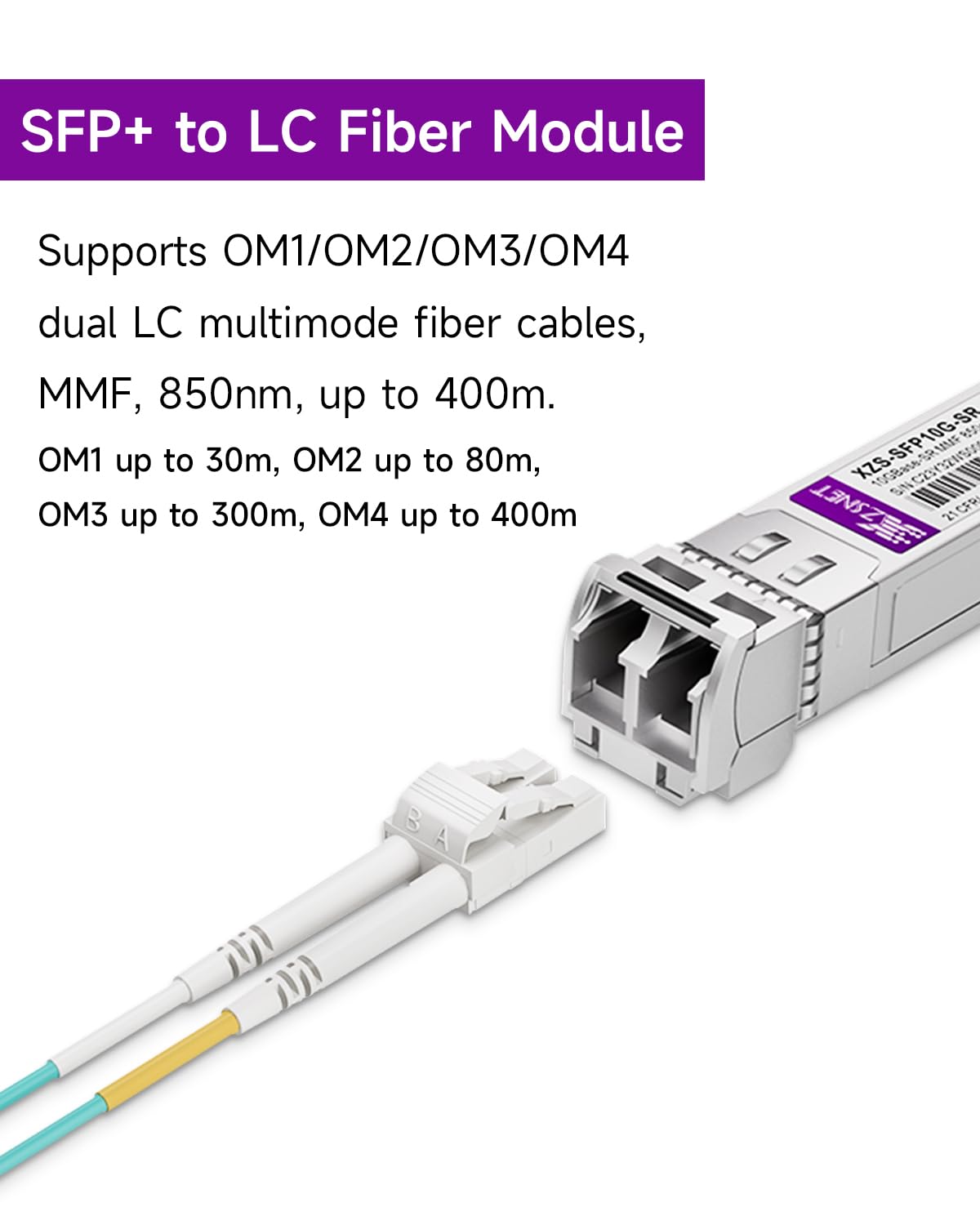 Lot de 4 émetteurs-récepteurs SFP+ 10GBASE-SR SFP+, module fibre multimode 10 G SFP+ vers LC compatible avec Cisco SFP-10G-SR, Ubiquiti UniFi UF-MM-10G, Mikrotik S+85DLC03D, Meraki, Netgear, D-Link et