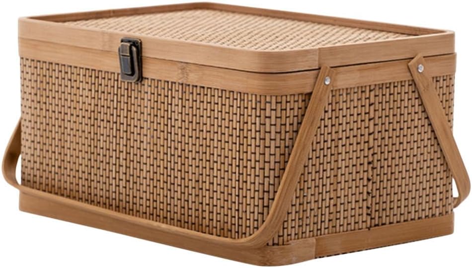 UPKOCH Woven Basket Lid Handheld Storage Container for Eggs and Picnic Essentials Rustic Design for Home and Holiday Gifting