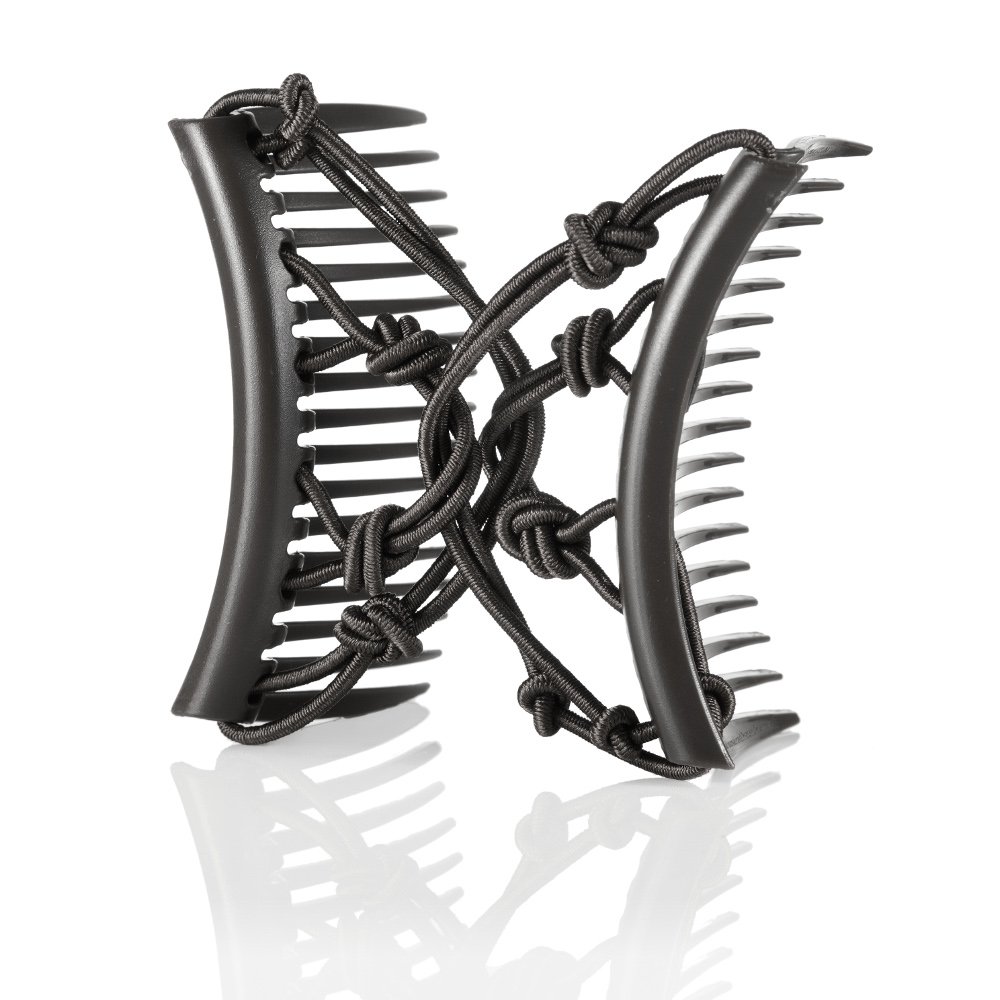 Original Comfy Comb - Double Comb for Fine Thin Short & Straight Hair - Easy Hairstyles and Long Lasting Updo's (Medium, Plastic, Black)