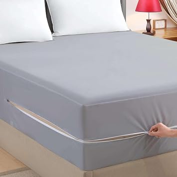 Twin Size Waterproof Mattress Protector - 6-Side Zippered Encasement Cover, 15 Inch Deep Pocket, Durable Polyester, Machine Washable, Full Mattress Cover for Bed Protection