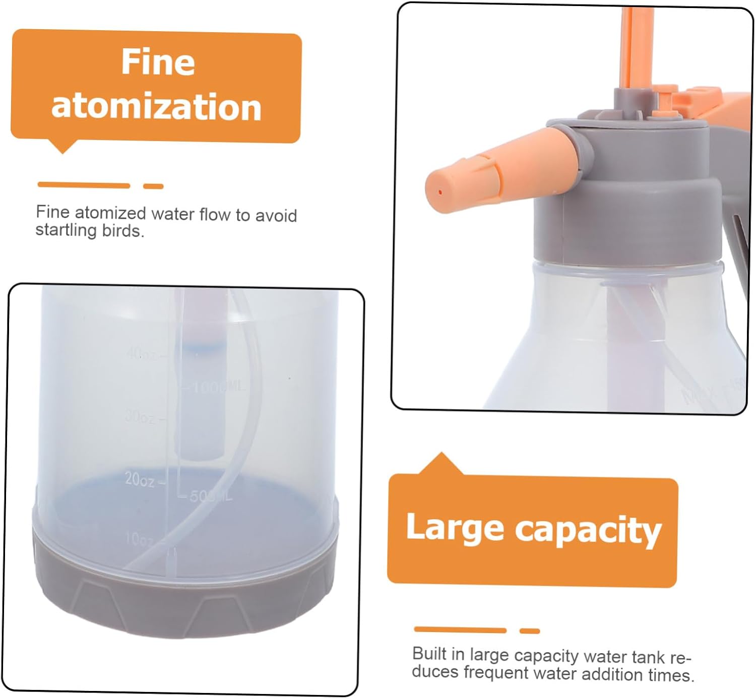 UPKOCH Bird Bath Sprayer for Parrots and Indoor Birds with 1.5l Capacity Ergonomic Grip and Gentle Fine Mist Design for Tables and Cage Edges