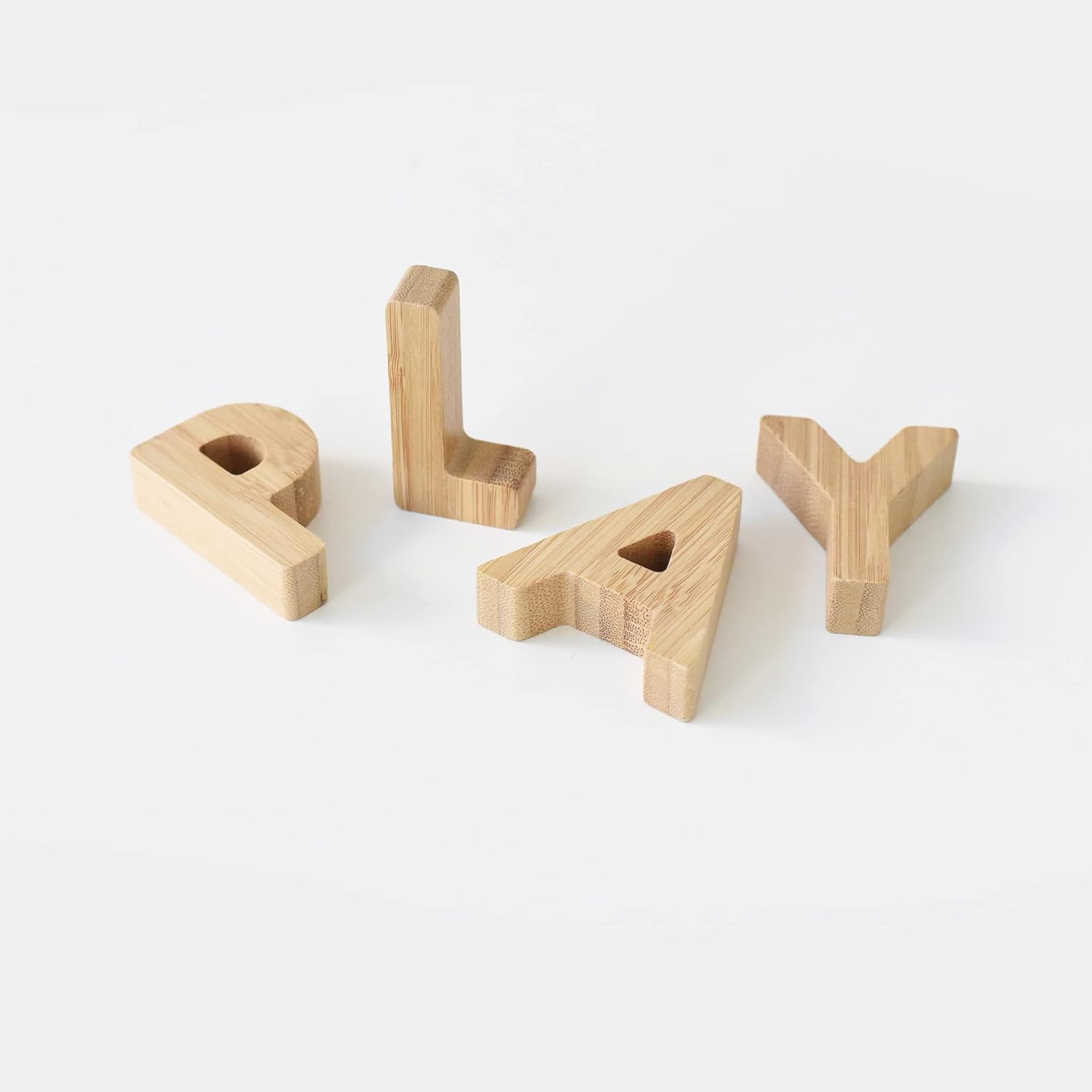 Wee Gallery Bamboo Alphabet, Natural Wood Blocks, Sensory Learning Toy, Wooden Alphabet Toys, 26 Large Letters for Toddler, Preschool Age Kids, Boy or Girl, Learn to Read, Trace, and Sort Pieces