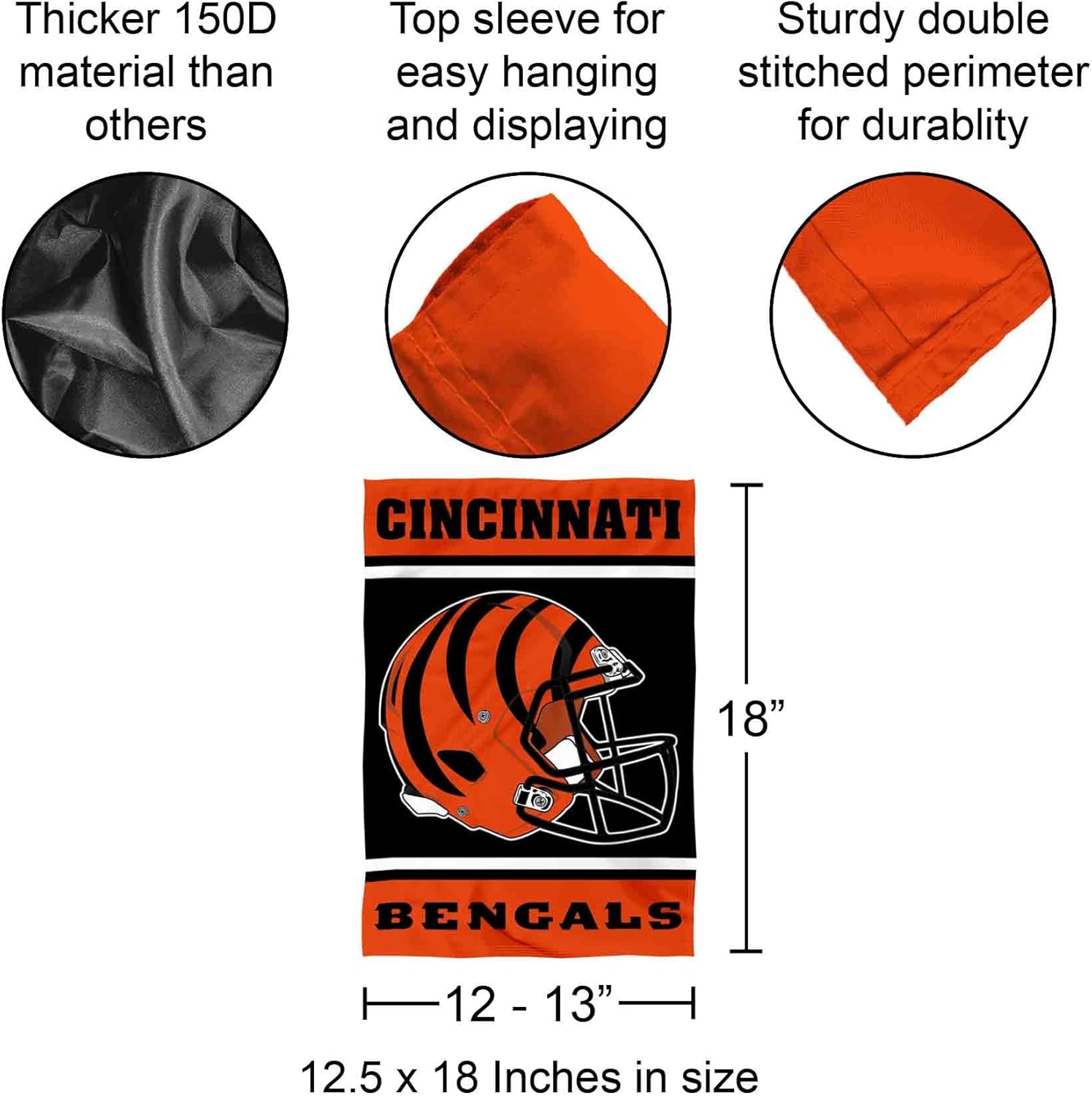 Cincinnati Bengals Helmet Double Sided Garden Banner Flag - Image 3