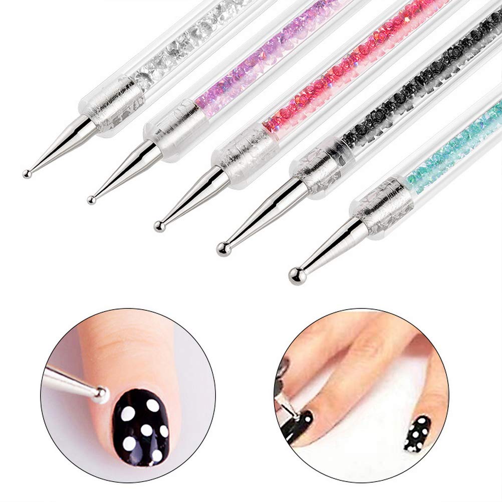 11 Pcs Nail Art Brushes, Nail Design Brushes Nail Liner Brush Set Handle Grip Nail Brush Nail Dotting Pen for Home Use and Professional Nail Salon