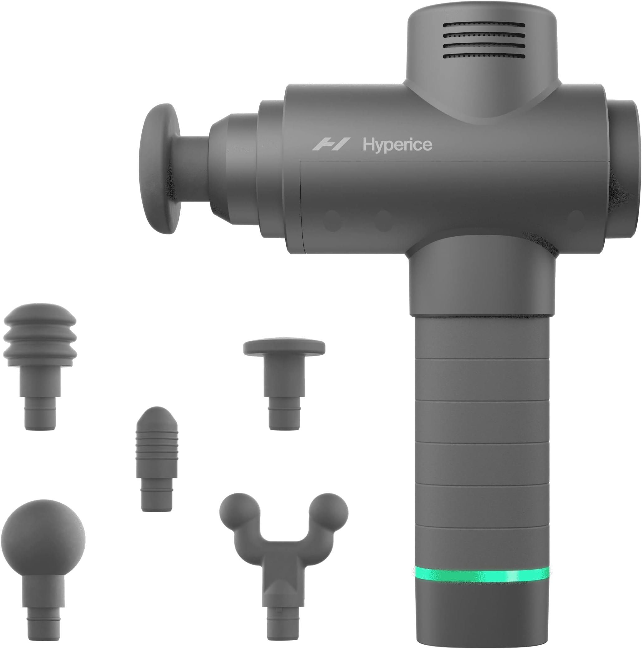 Hypervolt 2 - One-Handed Percussion Device with patented Quiet Glide technology, 3 vibration levels and 5 attachments to customize your needs with powerful vibration to relieve muscle soreness and