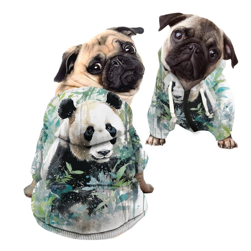 Kuiaobaty Watercolor Panda Print Small Dog Hoodie Breathable Zipper Dog Coat with Pocket,Cute Panda Bears Soft Puppy Hoodie Pet Clothes — image 1